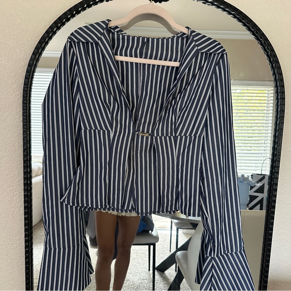 Striped Bell Sleeve Blouse size Small